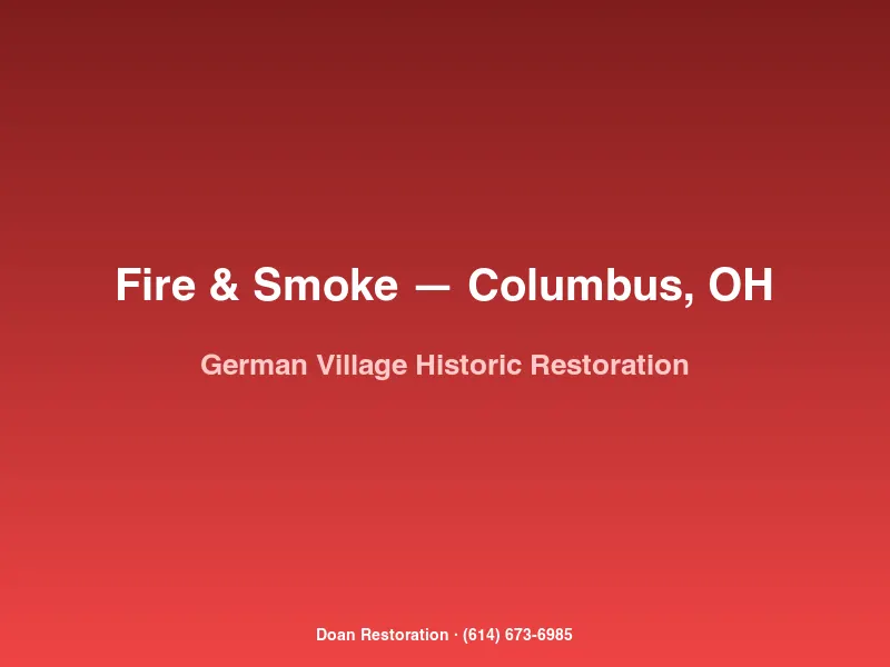 Doan Restoration technician carefully restoring plaster walls in a historic German Village brick home damaged by fire in Columbus, OH.