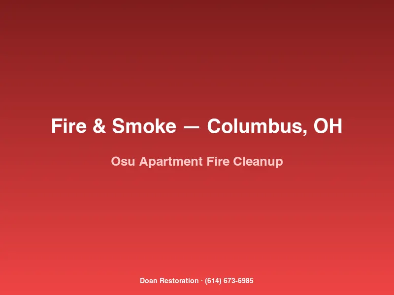 Doan Restoration crew cleaning soot damage in a University District apartment near Ohio State after a kitchen fire in Columbus, OH.