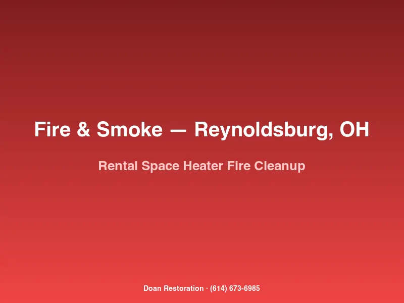 Doan Restoration technician documenting fire damage and bedding ignition origin for a rental property fire in Reynoldsburg, OH.