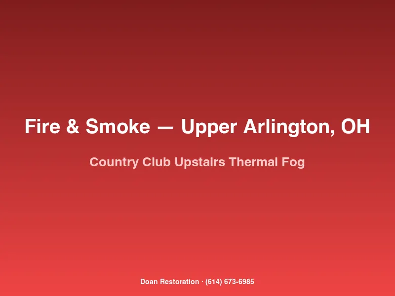 Thermal fogging deployed on the second floor of a Country Club neighborhood Upper Arlington, OH home after a first-floor kitchen fire.