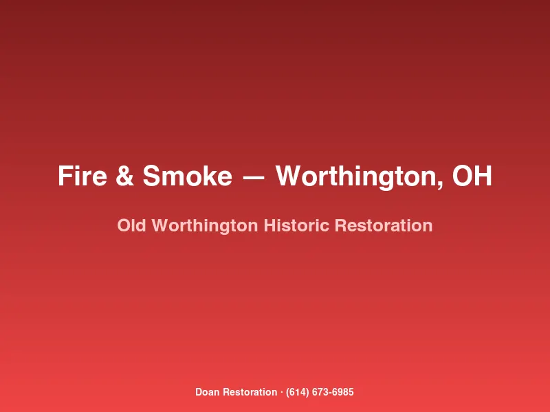 Doan Restoration crew documenting and preserving original heart-pine flooring during fire restoration of an Old Worthington, OH historic home.