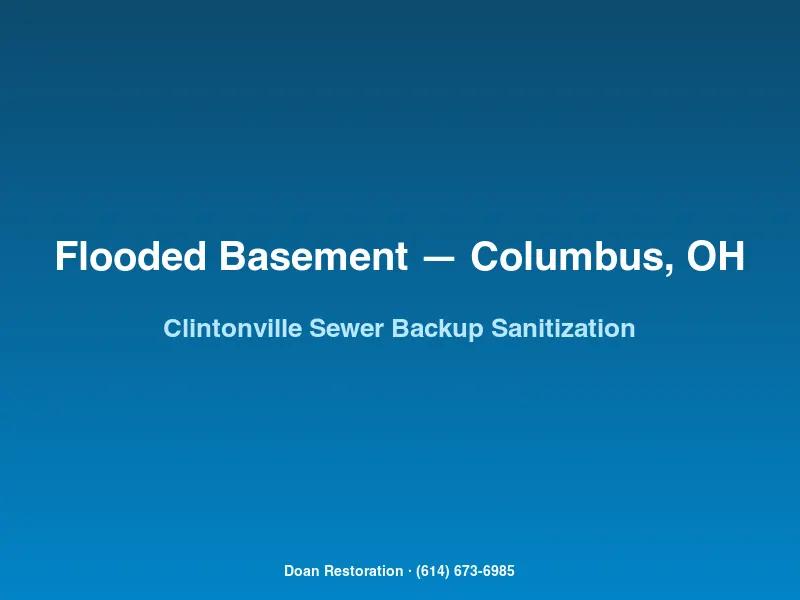 HEPA air scrubber and antimicrobial sanitization in a Clintonville Columbus basement after combined-sewer backup