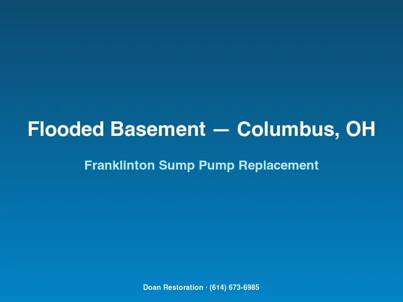 Doan Restoration technician installing a new primary sump pump after Scioto-flooding event in Franklinton Columbus