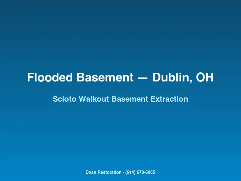 Industrial water extraction equipment drying a flooded Scioto-corridor walkout basement in Dublin Ohio
