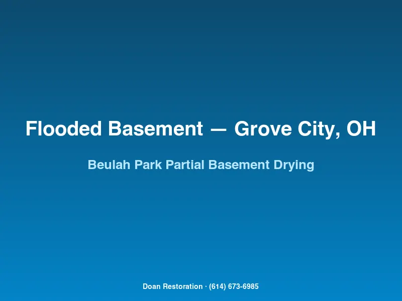 Air movers and dehumidifiers drying a partial-basement crawl space in Beulah Park area of Grove City
