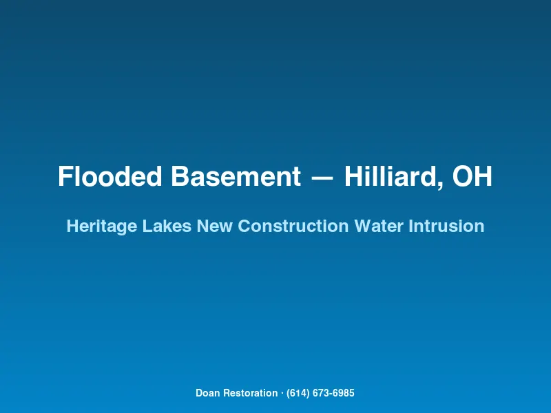 Moisture documentation in a Heritage Lakes Hilliard basement for builder warranty claim after new-construction flooding