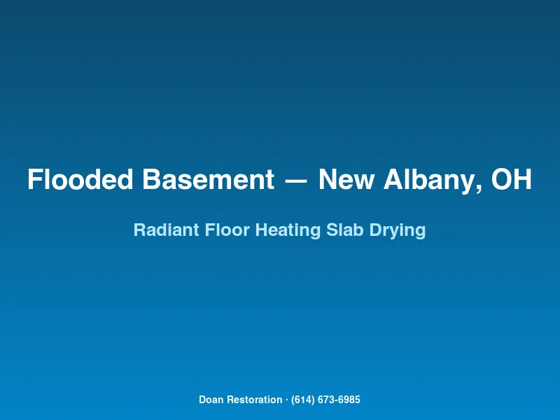 Drying a radiant-floor-heated concrete slab in a New Albany basement before engineered hardwood reinstallation