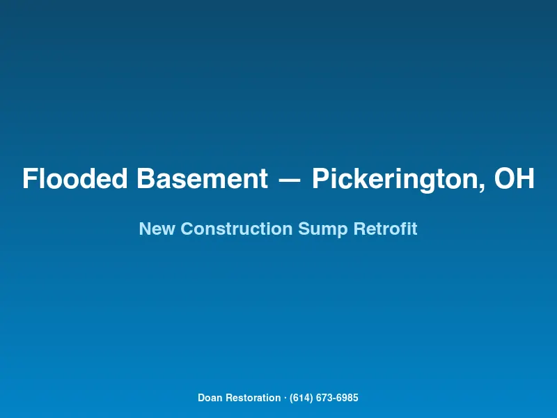 Sump pump retrofit through basement slab in an older Pickerington Village home without existing pump system