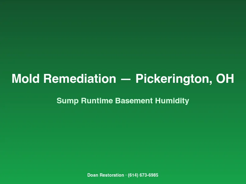 Mold remediation Pickerington basement with continuous sump runtime and elevated humidity driving Aspergillus joist mold