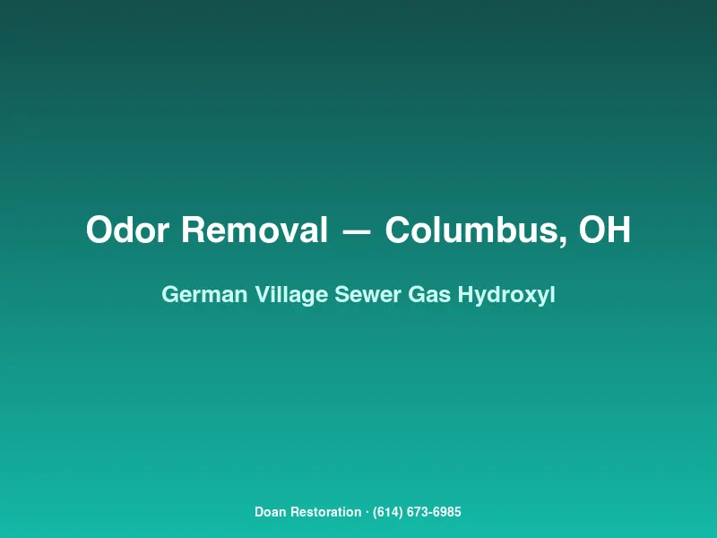 Hydroxyl generator deployed in a German Village basement after a combined-sewer backup to neutralize sewer-gas odor