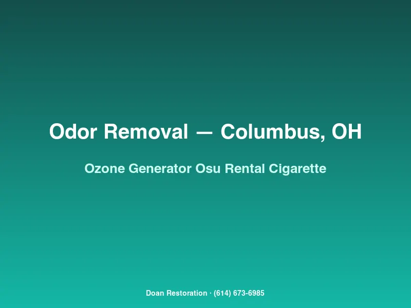 Industrial ozone generator running in an OSU-area Clintonville rental to remove decades of cigarette smoke odor before listing