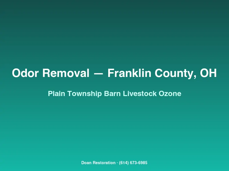 Industrial ozone generators deployed in a Plain Township barn with decades of livestock odor in concrete and beams