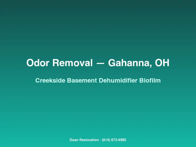 Industrial dehumidifier running in a Creekside Gahanna basement with biofilm-treated concrete from Big Walnut Creek vapor pressure