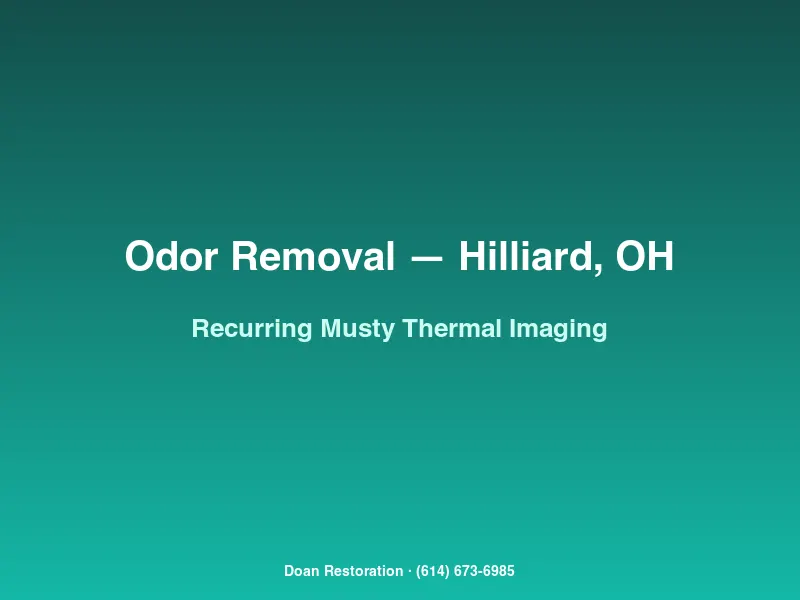 Technician using thermal imaging camera to locate hidden moisture causing recurring musty odor in a Hilliard home