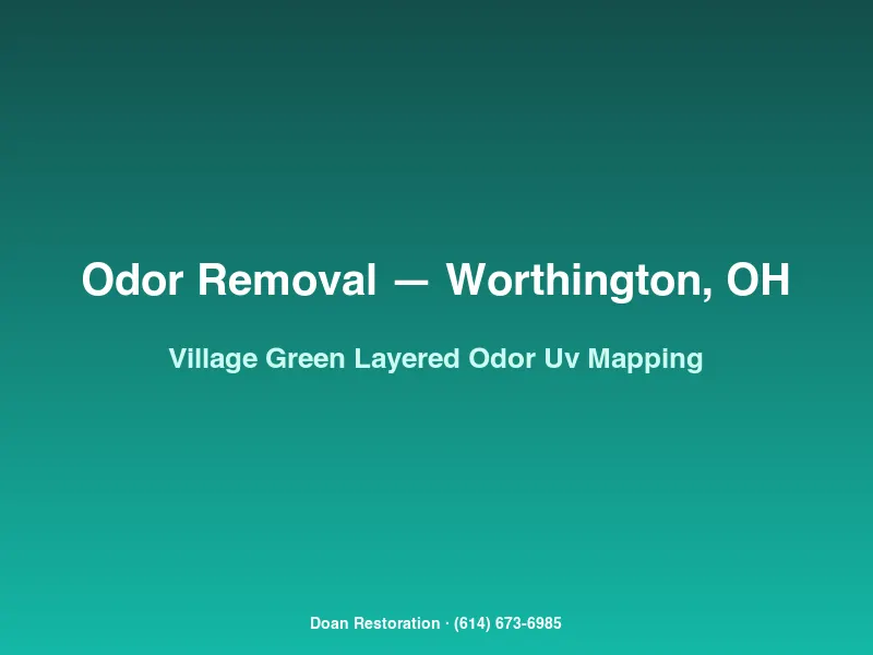 Technician using a UV blacklight to map layered pet, fireplace, and mustiness odor sources in a Worthington Village Green home
