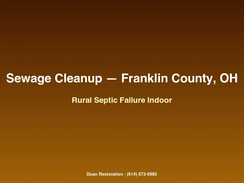 Doan Restoration indoor sewage cleanup at a rural Franklin County Ohio property after septic system failure caused Category 3 backup
