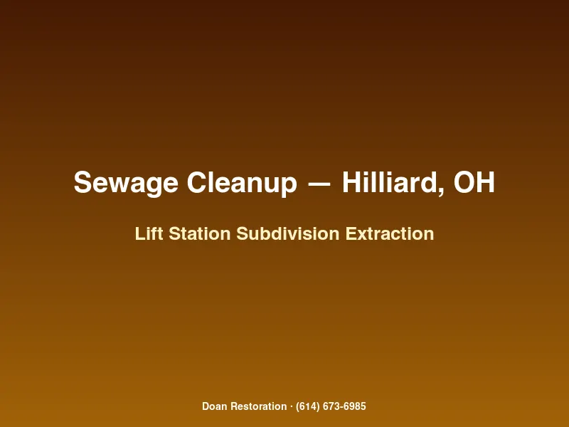 Sewage extraction in a Hilliard Ohio subdivision basement after a lift station pump failure backed sewage into homes