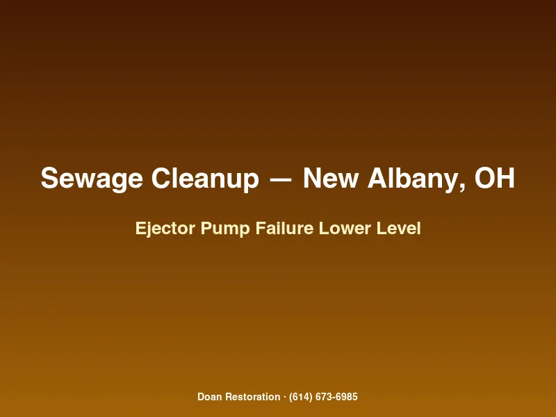 Doan Restoration assessing sewage ejector pump failure in a large New Albany Ohio estate finished lower level