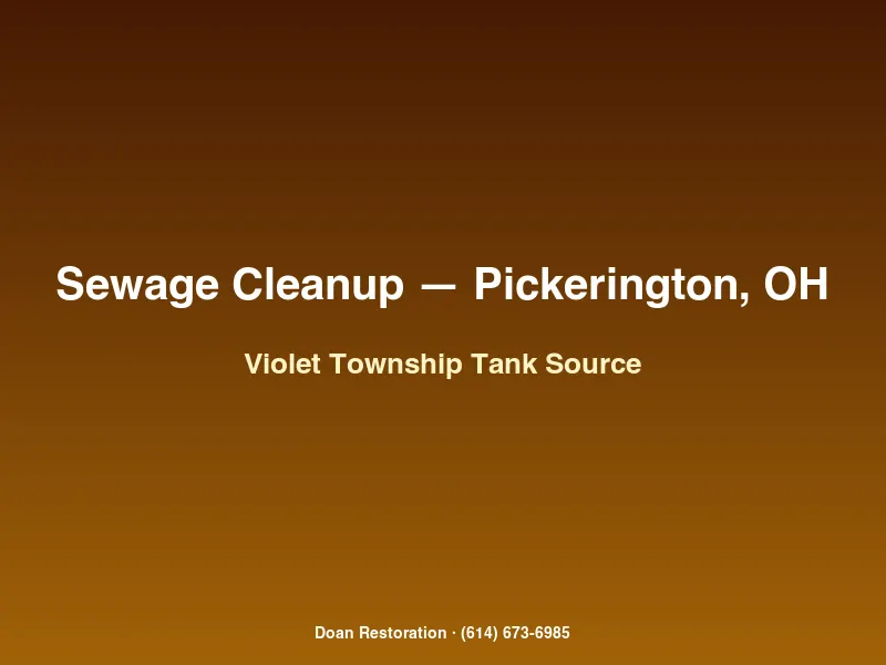 Documenting septic tank source of sewage backup at a Violet Township Pickerington home for insurance claim