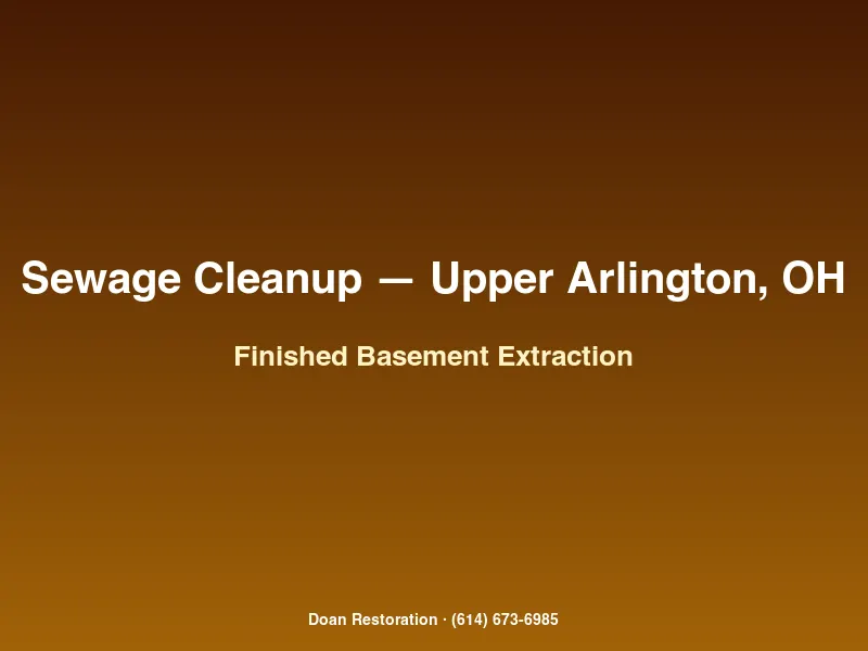 Doan Restoration extracting Category 3 sewage from a finished Upper Arlington Ohio basement after lateral backup