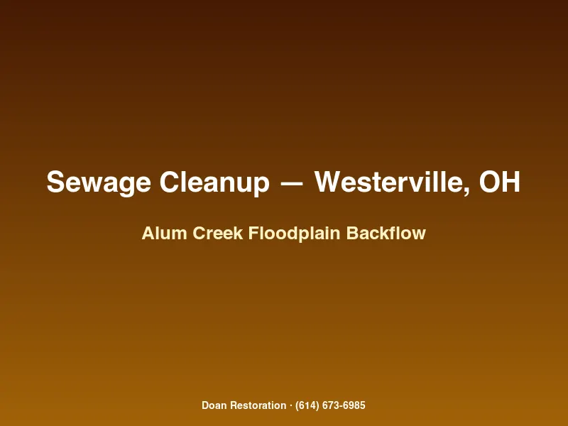 Sewage backflow cleanup near Alum Creek in Westerville Ohio after creek flooding caused sanitary sewer surcharge