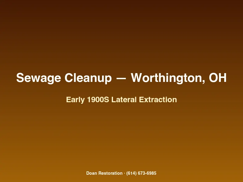 Sewage extraction in an Old Worthington basement after early 1900s clay tile lateral failure caused Category 3 backup