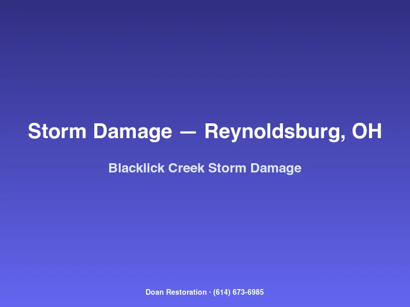 Storm damage to a Reynoldsburg home near Blacklick Creek with combined wind and ground-water flooding effects