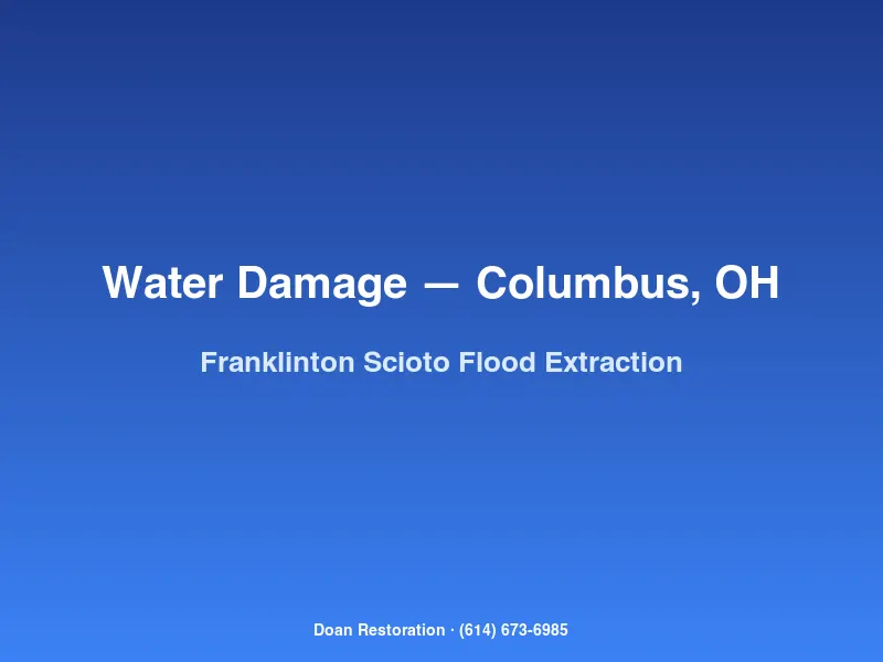 Doan Restoration crew extracting Scioto River floodwater from a Franklinton basement in Columbus, OH after spring storms.