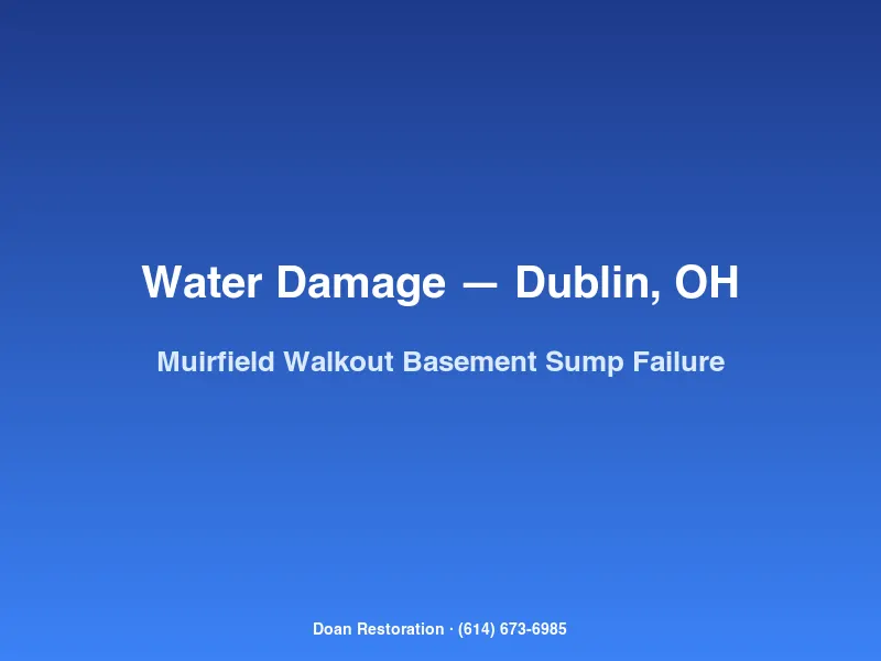 Water damage restoration technicians extracting water from a Muirfield Village finished walkout basement in Dublin, OH after sump pump failure.