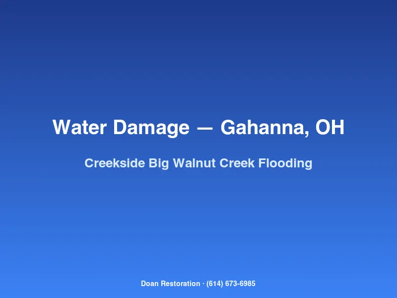 Doan Restoration crew extracting Big Walnut Creek floodwater from a Creekside Gahanna basement after spring storms.