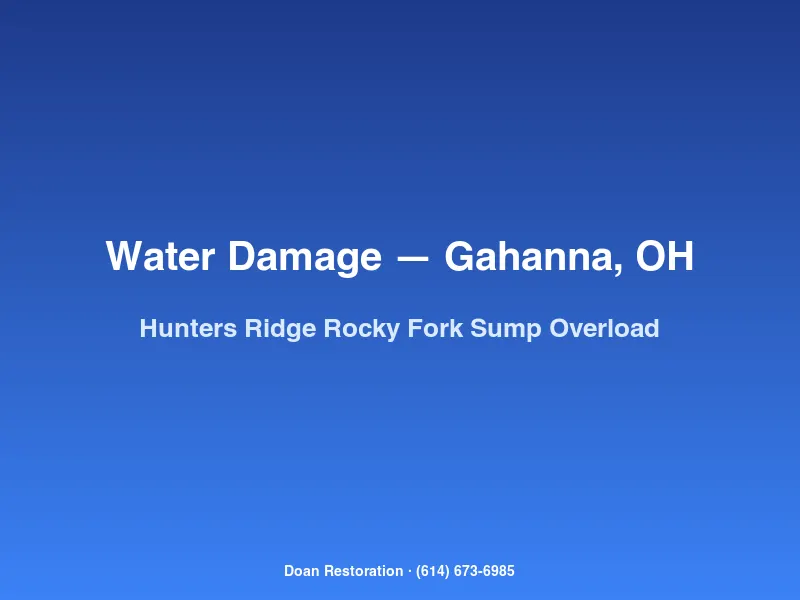 Sump pump overload water extraction at a Hunters Ridge Gahanna home during Rocky Fork tributary flooding.