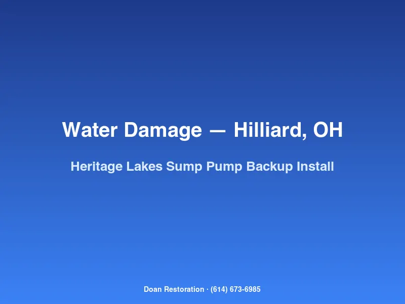 Doan Restoration technician installing a battery backup sump pump in a Heritage Lakes home in Hilliard, OH.