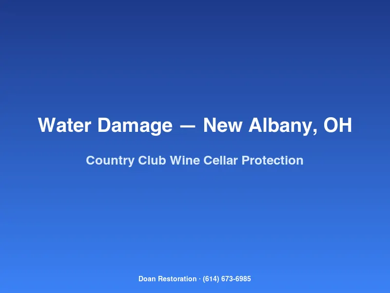 Climate-controlled wine cellar protection during water damage restoration at a New Albany Country Club home.