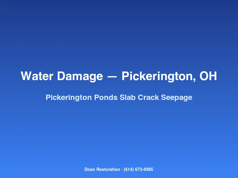Water damage restoration crew drying a basement slab crack at a Pickerington Ponds home after foundation settling water intrusion.