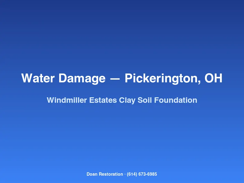 Doan Restoration technicians extracting basement water at a Windmiller Estates Pickerington home with hydrostatic pressure from clay soil.