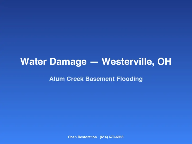 Water damage restoration crew extracting Alum Creek floodwater from a basement in eastern Westerville, OH.